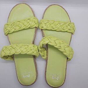 Lime Green Jaime Flat Marc Fisher Slip On Women Sandals Espadrille Size 8.5